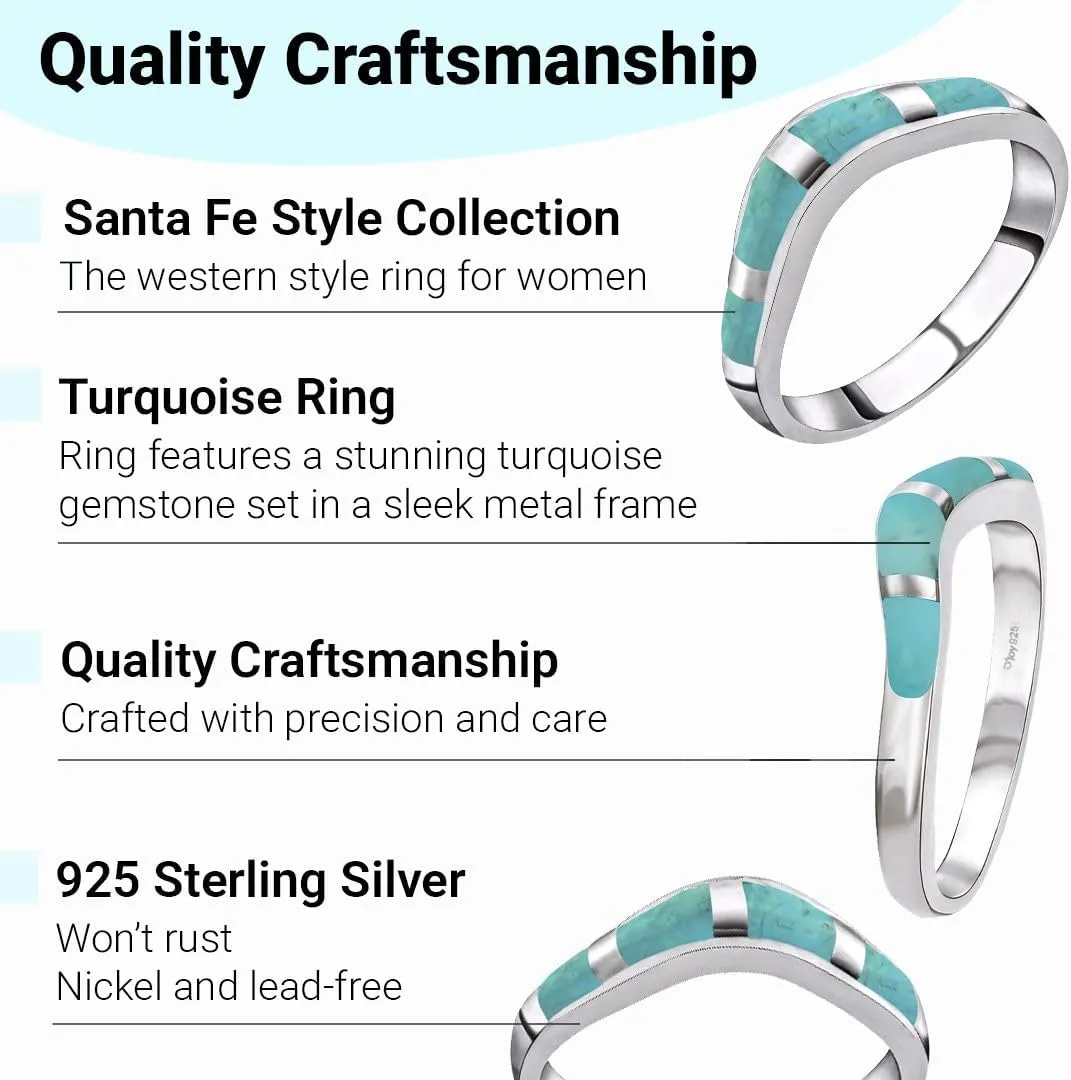 Shop LC Turquoise Rings for Women 925 Sterling Silver Band Boho Turquoise Jewelry for Women Santa Fe Style Promise Rings Birthday Gifts