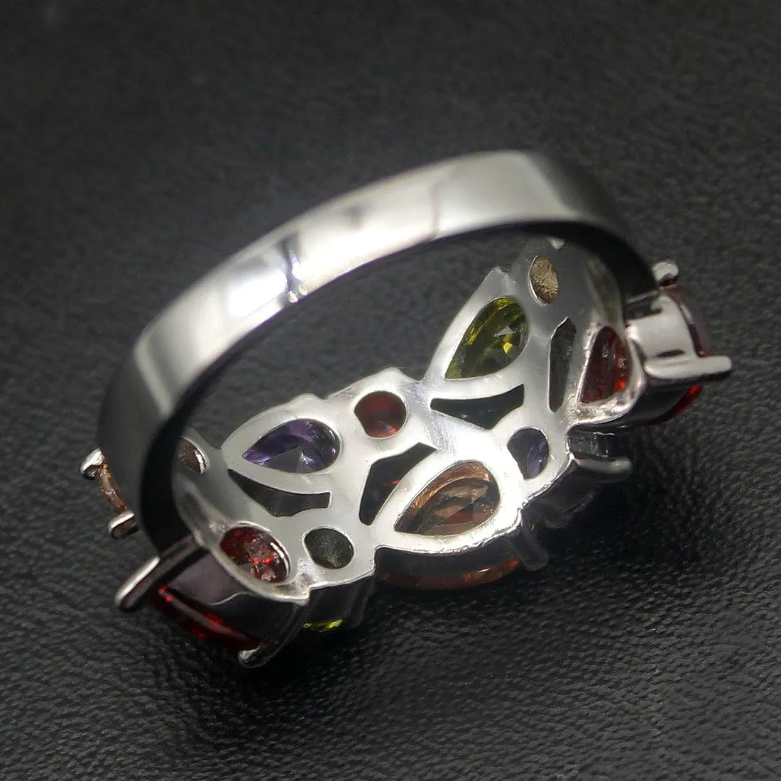 Silver Angel Multicolor Ring Cubic Zirconia Mother's Day Jewelry for Mom Her Band Ring for Women 6 7 8 9 10