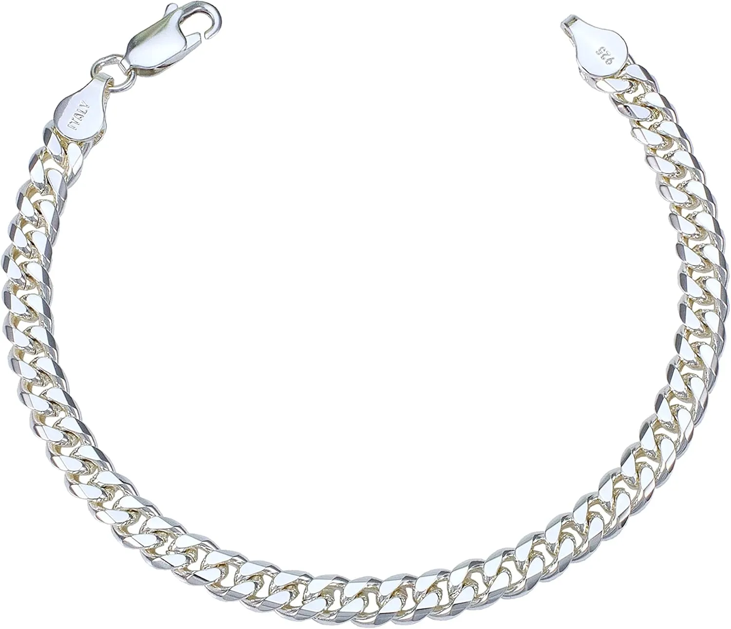 Silver Bracelet for Men 5mm 8mm Diamond-Cut Cuban Link Curb Chain Bracelet for Women 6.5/7/7.5/8/8.5/9 Inch
