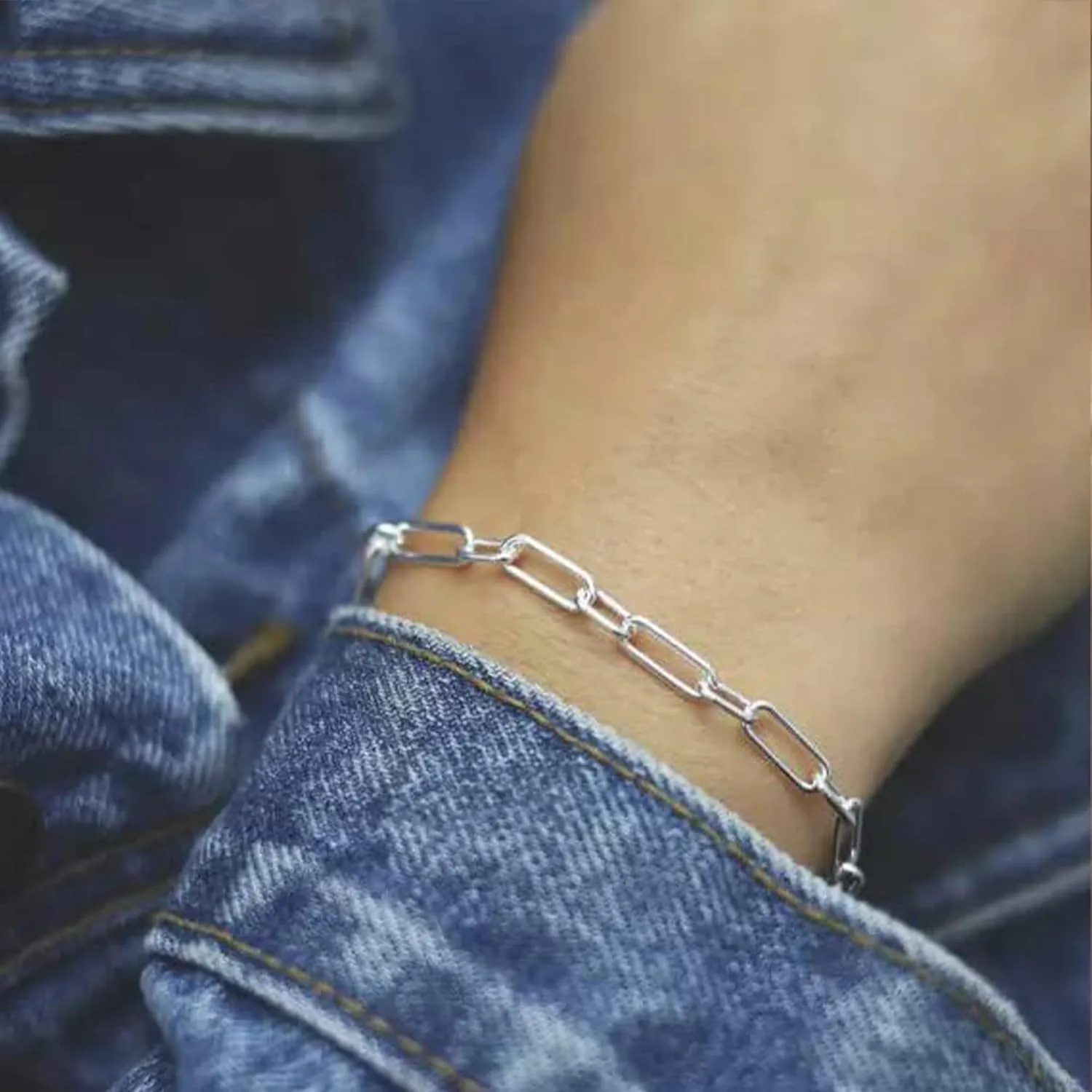 Silver Bracelet for Women 3mm Diamond-Cut Paperclip Chain Bracelet for Men 6.5/7/7.5/8/8.5/9 Inch