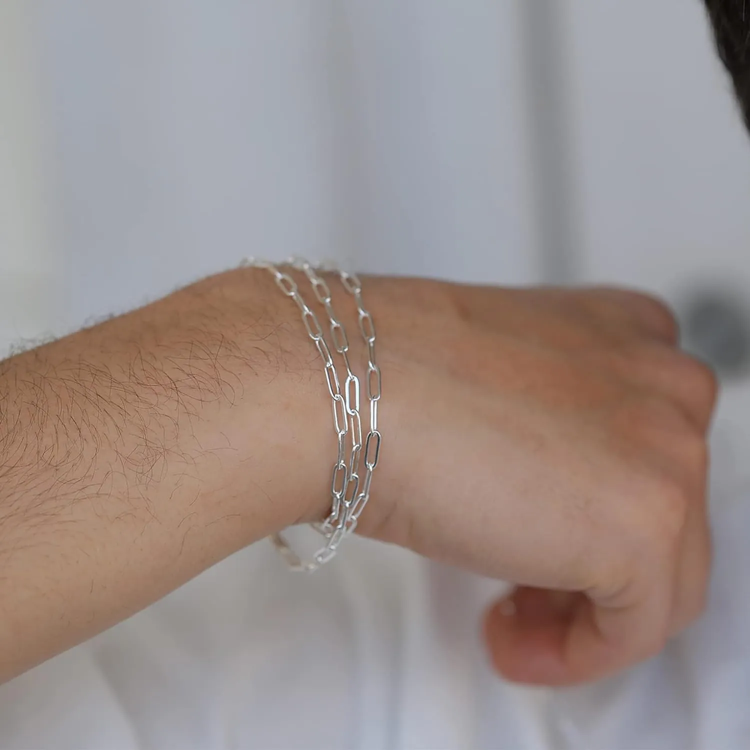 Silver Bracelet for Women 3mm Diamond-Cut Paperclip Chain Bracelet for Men 6.5/7/7.5/8/8.5/9 Inch