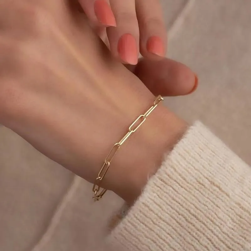 Silver Bracelet for Women 3mm Diamond-Cut Paperclip Chain Bracelet for Men 6.5/7/7.5/8/8.5/9 Inch