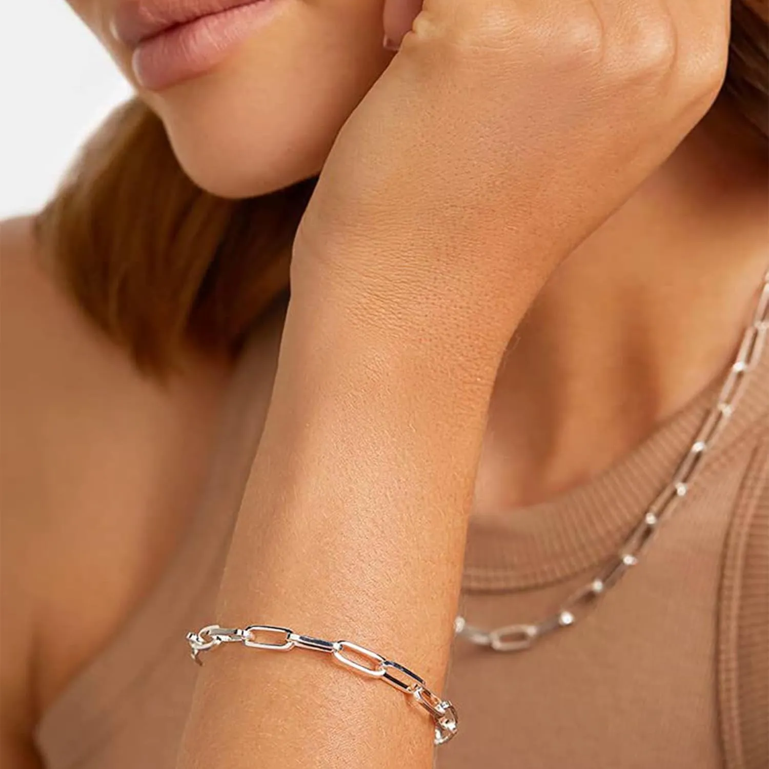 Silver Bracelet for Women 3mm Diamond-Cut Paperclip Chain Bracelet for Men 6.5/7/7.5/8/8.5/9 Inch