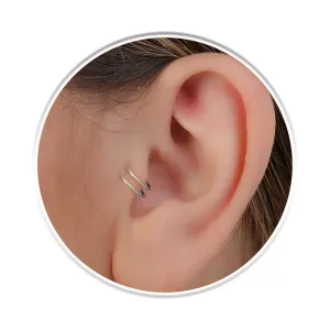 Silver Double Tragus Ring Hoop - 925 Sterling Silver Tragus Piercing - 20 Gauge Tragus Rings - Silver Tragus Jewelry Rings