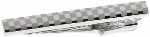Silver Gold Check Checker Tie Clip Tie Bar