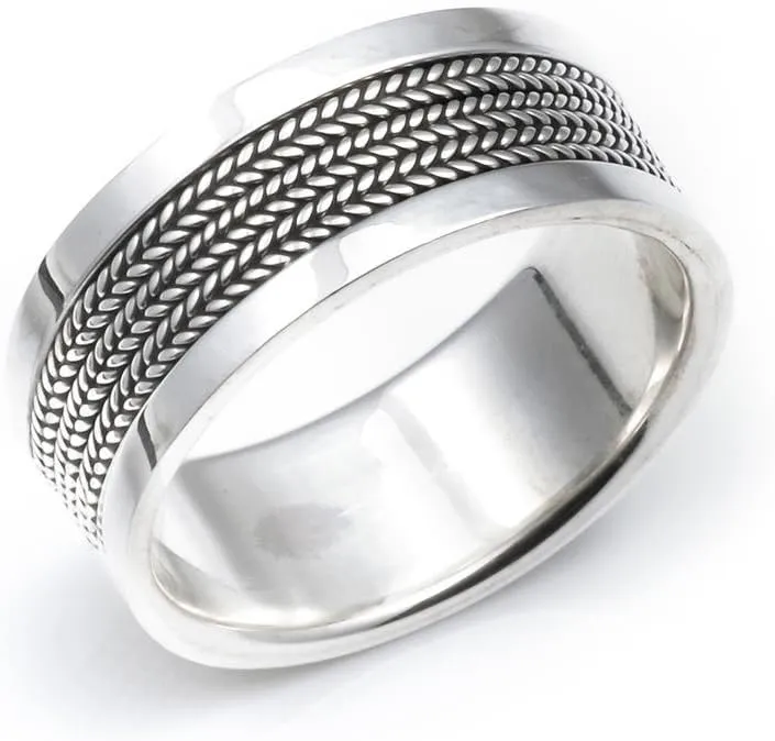 Silverly 9 mm Bali Rope Thumb Rings for Women and Men - 925 Sterling Silver Rings - Chunky Rings - Wide Band Rings for Men - Scroll Work Design - Couples Promise Ring
