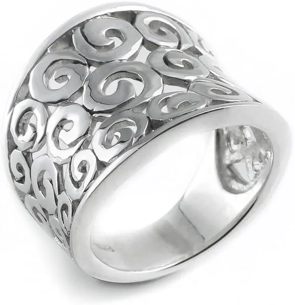 Silverly Women's 925 Sterling Silver Open Spirals Swirls Concave Ring