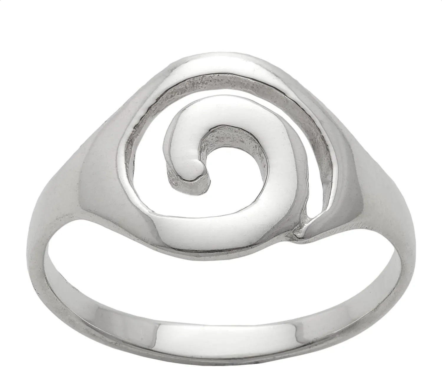 Silverly Women's 925 Sterling Silver Simple Open Circular Swirl Round Spiral Curl Band Ring