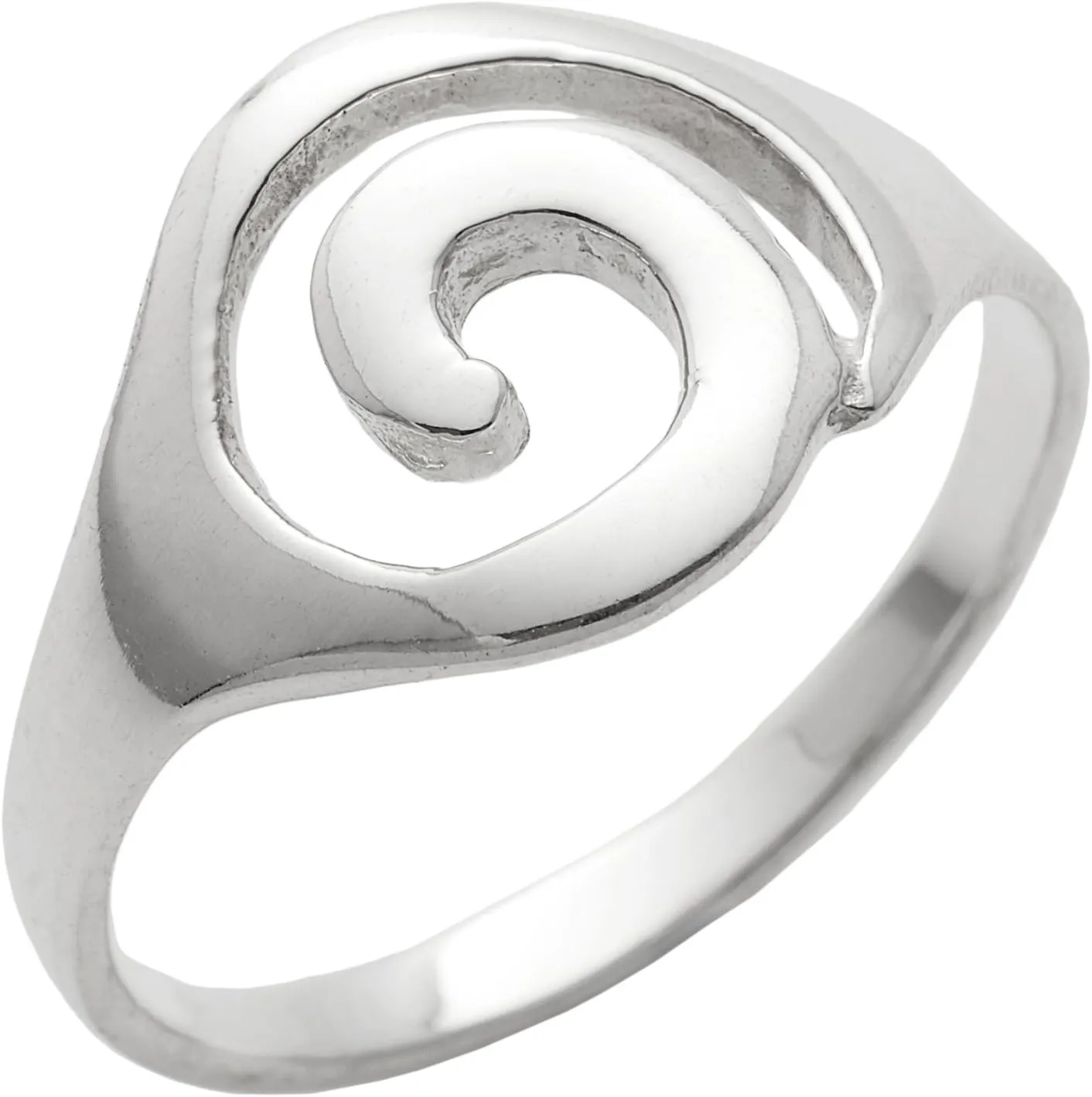 Silverly Women's 925 Sterling Silver Simple Open Circular Swirl Round Spiral Curl Band Ring