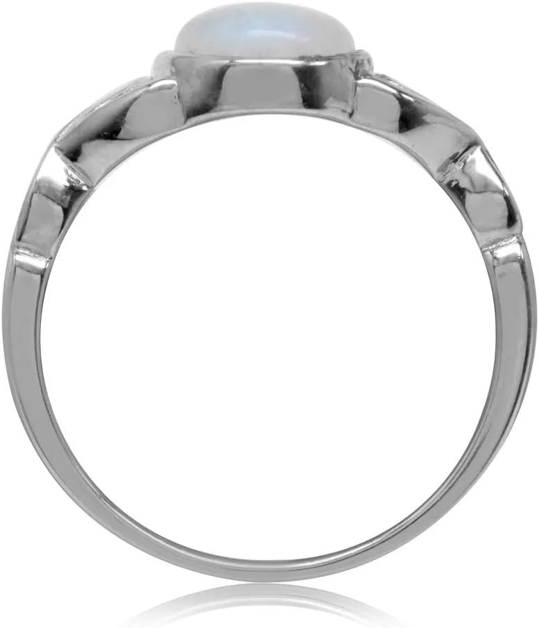 Silvershake 7MM Genuine Round Shape Gemstones White Gold Plated or Yellow Gold Plated 925 Sterling Silver Victorian Style Solitaire Ring Jewelry for Women