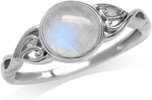 Silvershake 7MM Genuine Round Shape Gemstones White Gold Plated or Yellow Gold Plated 925 Sterling Silver Victorian Style Solitaire Ring Jewelry for Women