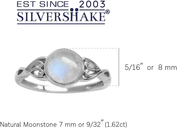 Silvershake 7MM Genuine Round Shape Gemstones White Gold Plated or Yellow Gold Plated 925 Sterling Silver Victorian Style Solitaire Ring Jewelry for Women