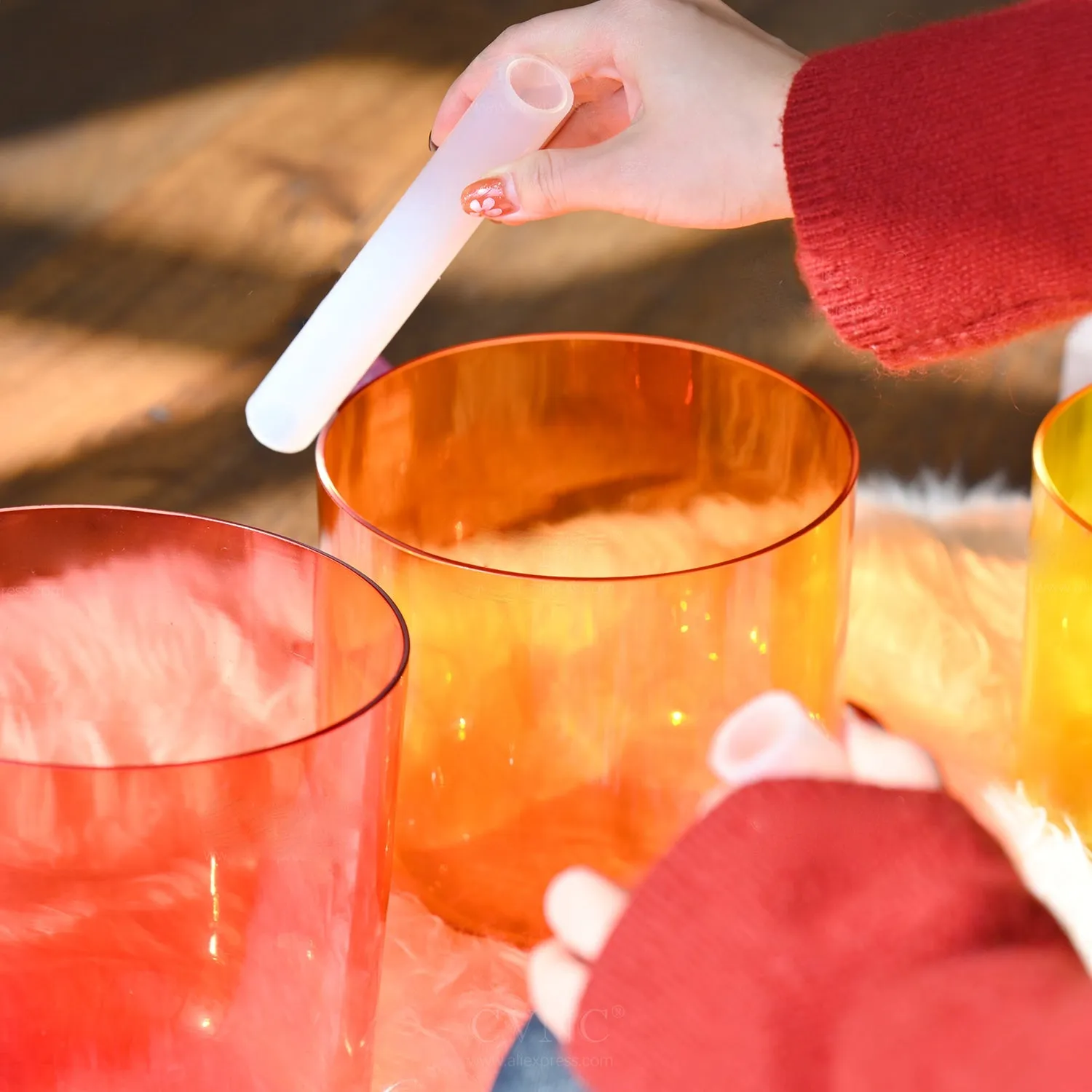 Singing bowl set of 7 Brightly Colored Alchemy Bowls for Sound Healing