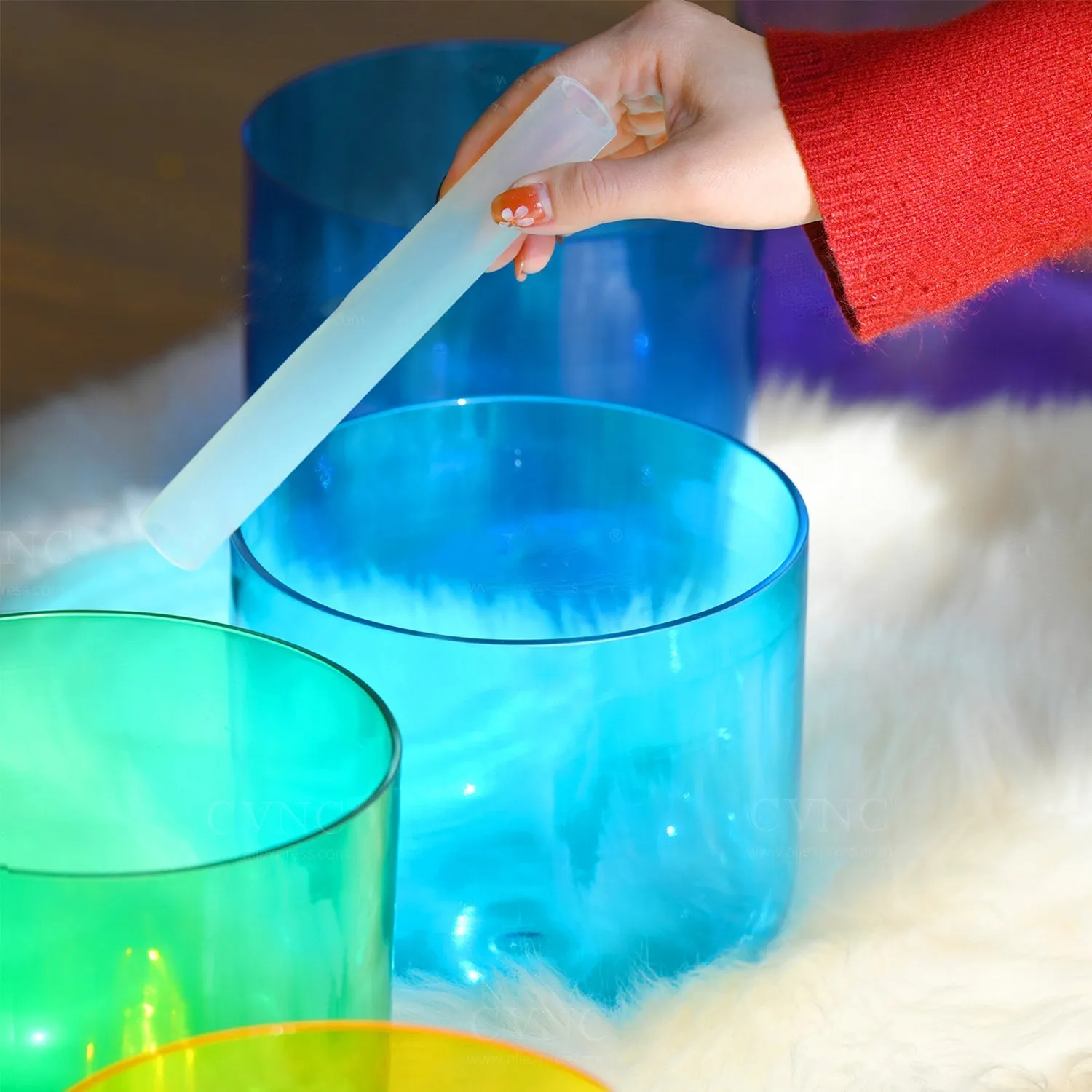 Singing bowl set of 7 Brightly Colored Alchemy Bowls for Sound Healing