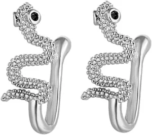 Snake Fake Nose Rings for Women Girls Stainless Steel Nose Cuff Clip On Nose Rings Sparkling Non-piercing Nose Jewelry Hypoallergenic