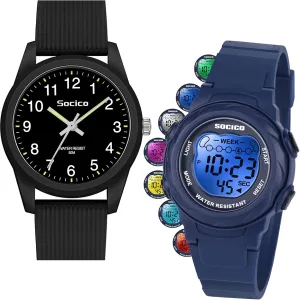 SOCICO Kids Watches for Boys & Girls  Digital 7 Color Lights, Stopwatch, Alarm & Analog Easy Time Learning  50M Waterproof, Soft Durable Bands, Great Gift for Ages 4-12