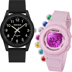 SOCICO Kids Watches for Boys & Girls  Digital 7 Color Lights, Stopwatch, Alarm & Analog Easy Time Learning  50M Waterproof, Soft Durable Bands, Great Gift for Ages 4-12