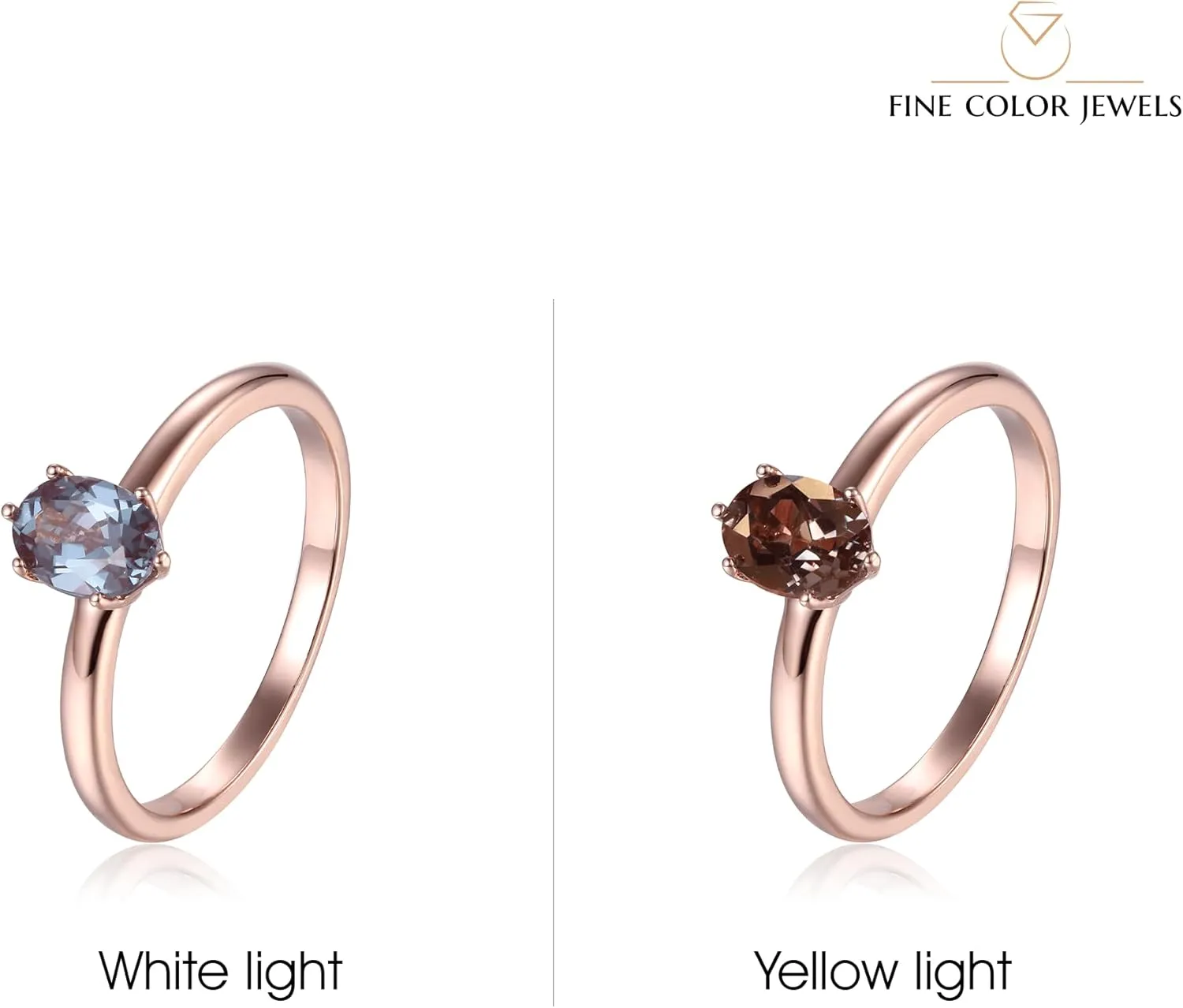 Solitaire Ring in Amethyst, Blue Zircon, Alexandrite, Moissanite, Emerald, Sapphire, Spessartite Garnet Ring Mothers Day Gift for Her