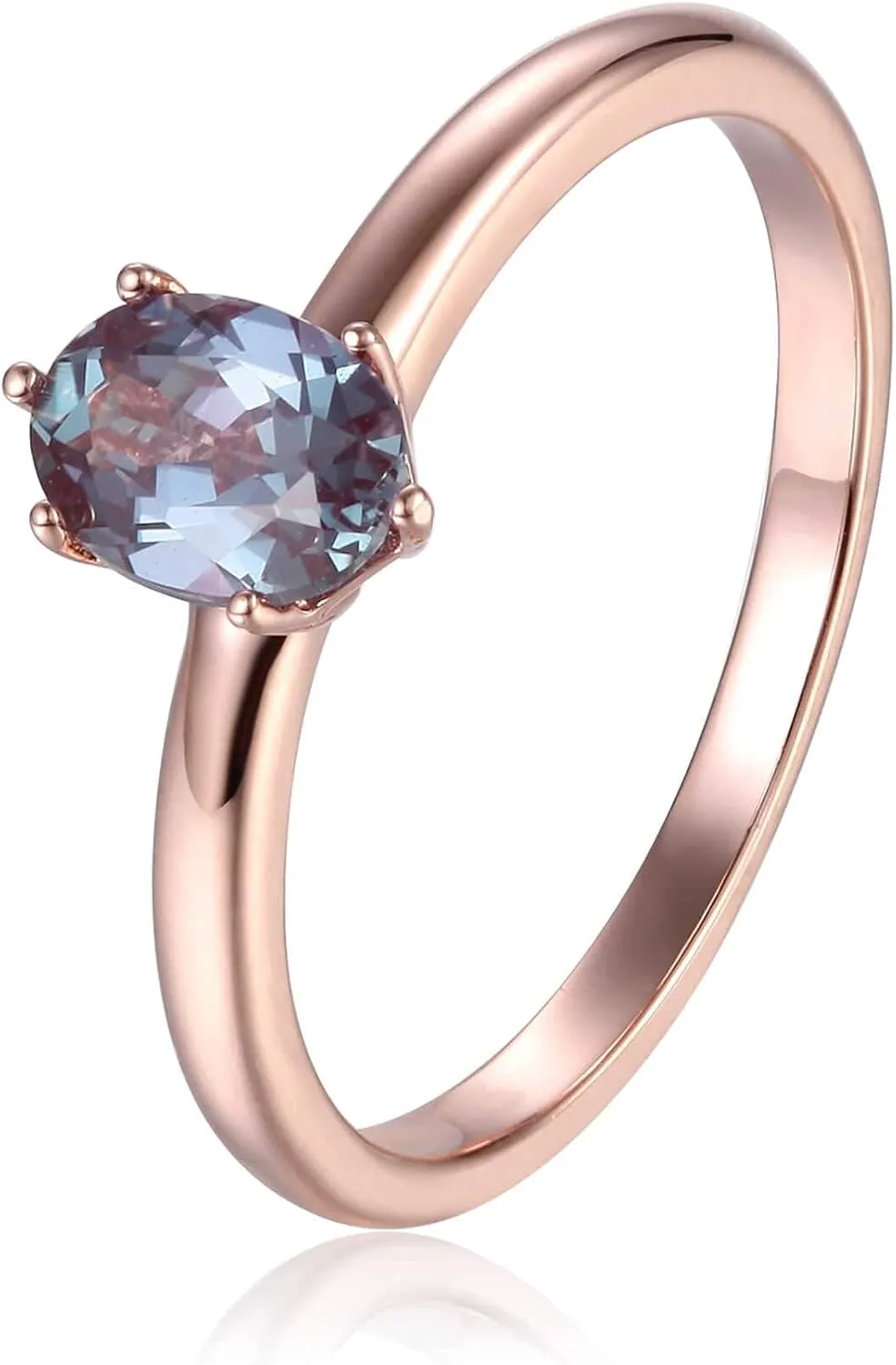 Solitaire Ring in Amethyst, Blue Zircon, Alexandrite, Moissanite, Emerald, Sapphire, Spessartite Garnet Ring Mothers Day Gift for Her