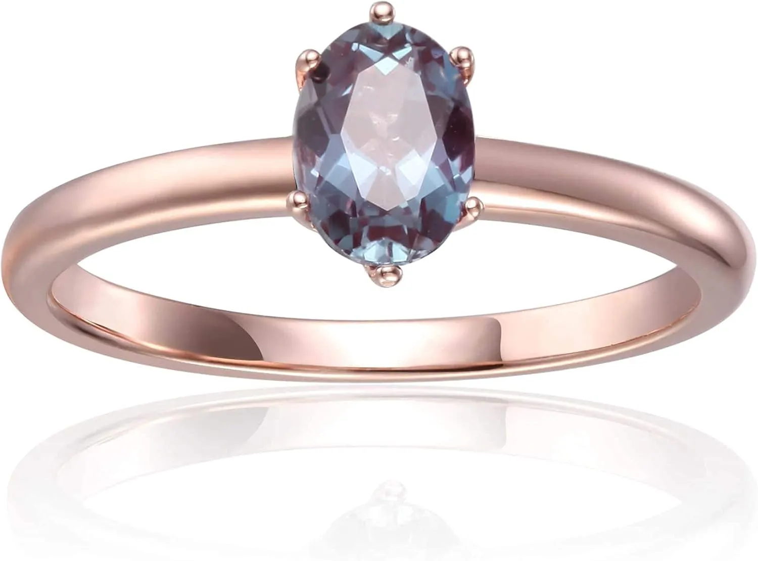 Solitaire Ring in Amethyst, Blue Zircon, Alexandrite, Moissanite, Emerald, Sapphire, Spessartite Garnet Ring Mothers Day Gift for Her