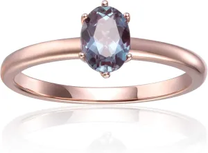 Solitaire Ring in Amethyst, Blue Zircon, Alexandrite, Moissanite, Emerald, Sapphire, Spessartite Garnet Ring Mothers Day Gift for Her