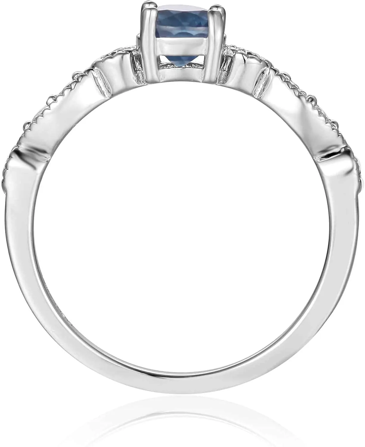 Solitaire Ring with Accents in Pearl, Alexandrite, Ruby, Moissanite, Emerald, Sapphire Ring Mother Day Gift for Her