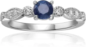 Solitaire Ring with Accents in Pearl, Alexandrite, Ruby, Moissanite, Emerald, Sapphire Ring Mother Day Gift for Her