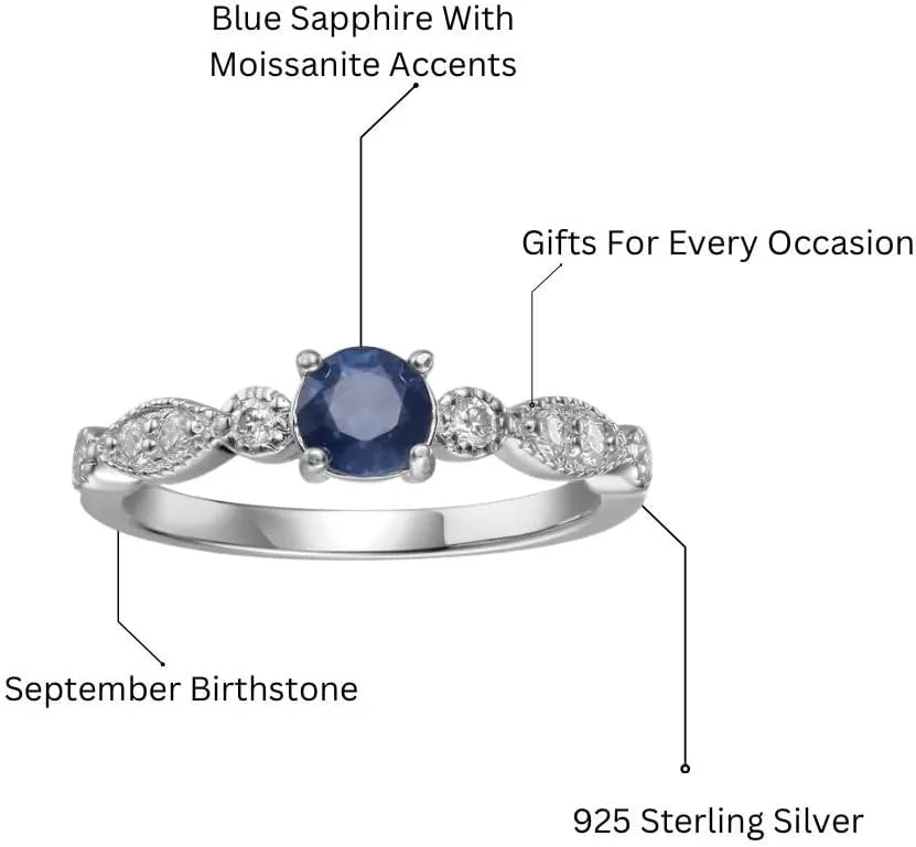 Solitaire Ring with Accents in Pearl, Alexandrite, Ruby, Moissanite, Emerald, Sapphire Ring Mother Day Gift for Her