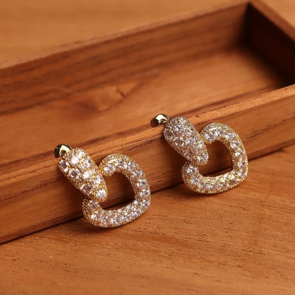 Sonateomber Gold Statement Dangle Earrings for Women - Cute Sparkly Pave Cubic Zirconia Crystal Rhinestone Drop Chandelier Dangling Post Back - Prom Party Christmas Wedding Jewelry Gifts