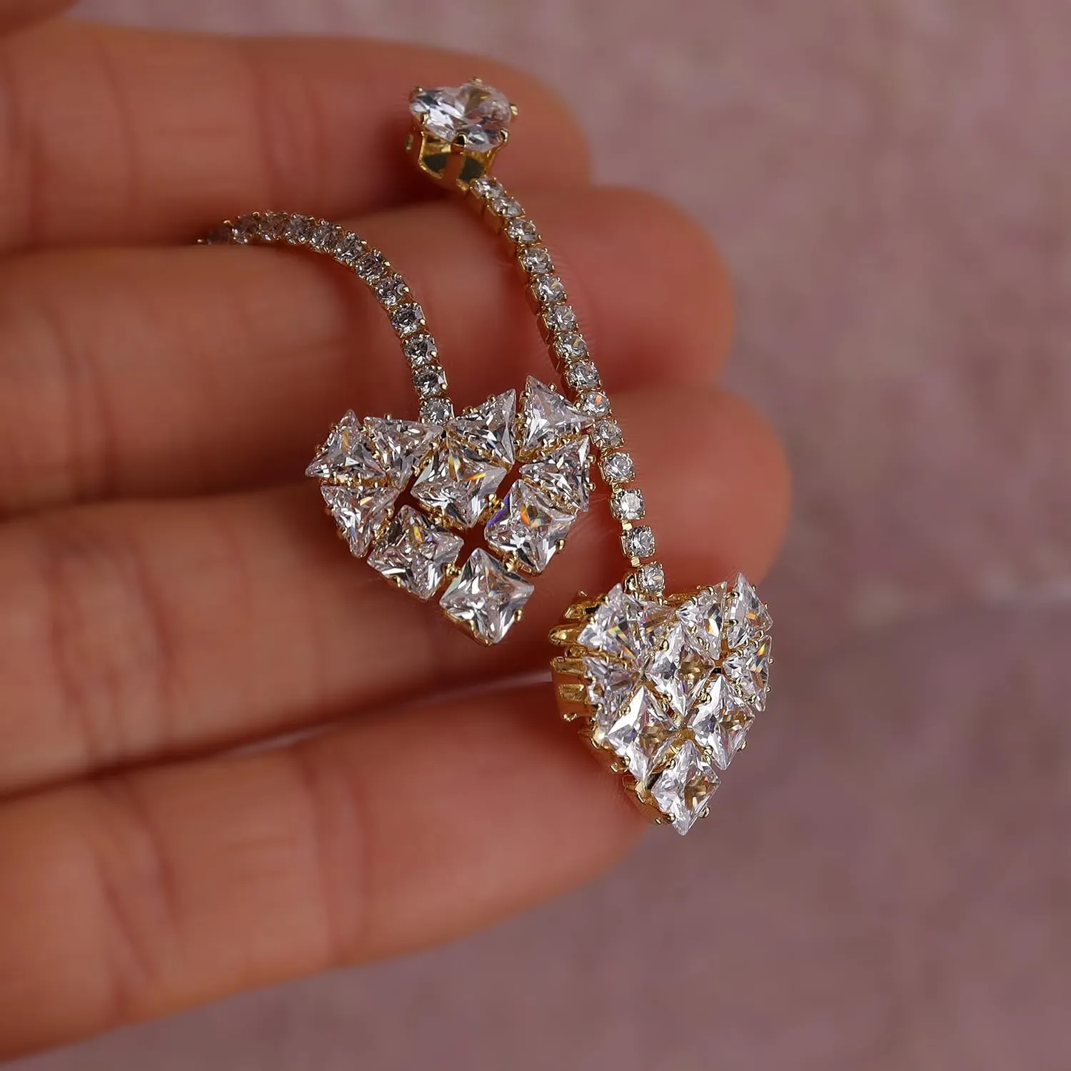 Sonateomber Heart Star Leaf Drop Dangle Earrings for Women Cute Sparkly Rhinestone CZ Love Dangling Hypoallergenic Studs Fashion Jewelry Gift