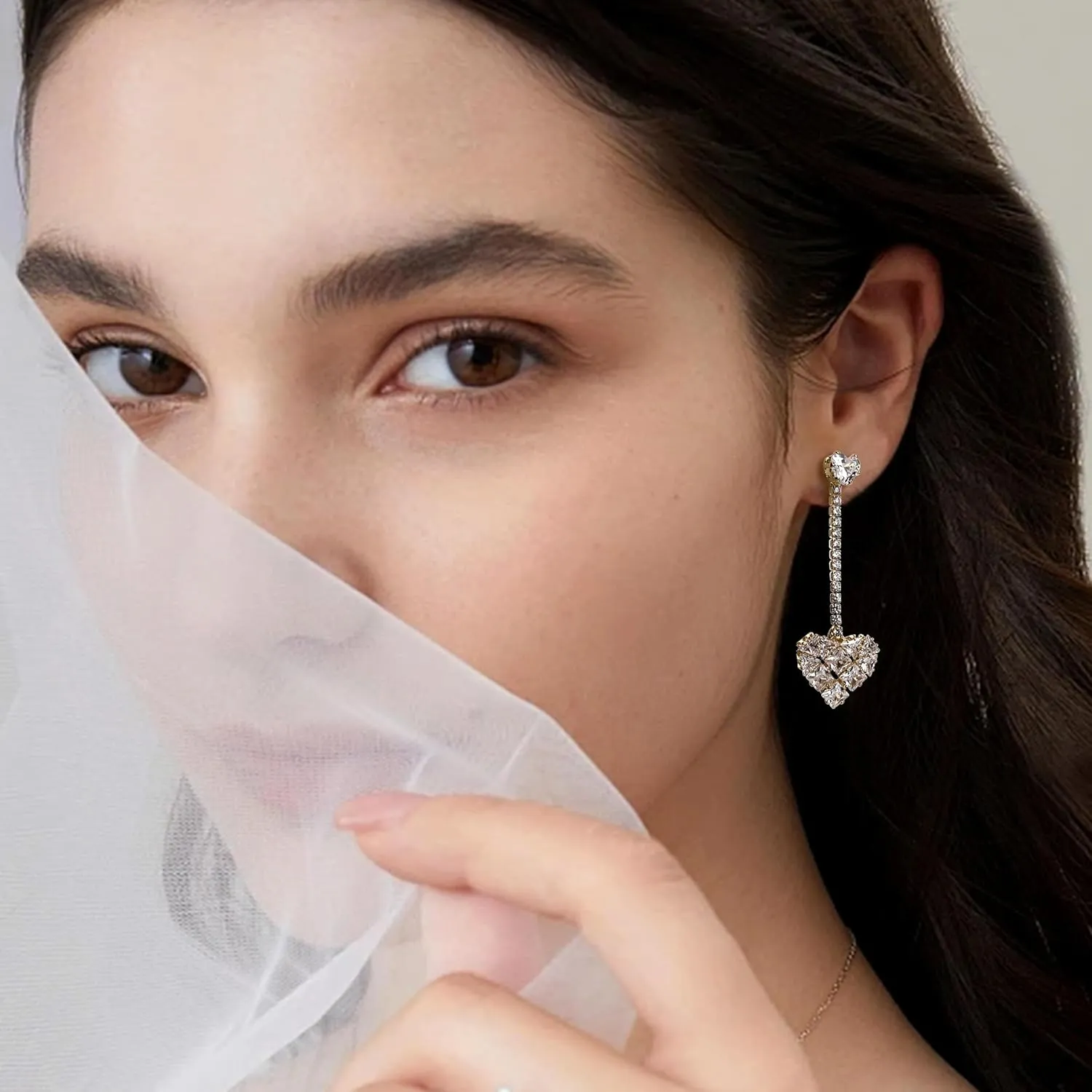 Sonateomber Heart Star Leaf Drop Dangle Earrings for Women Cute Sparkly Rhinestone CZ Love Dangling Hypoallergenic Studs Fashion Jewelry Gift