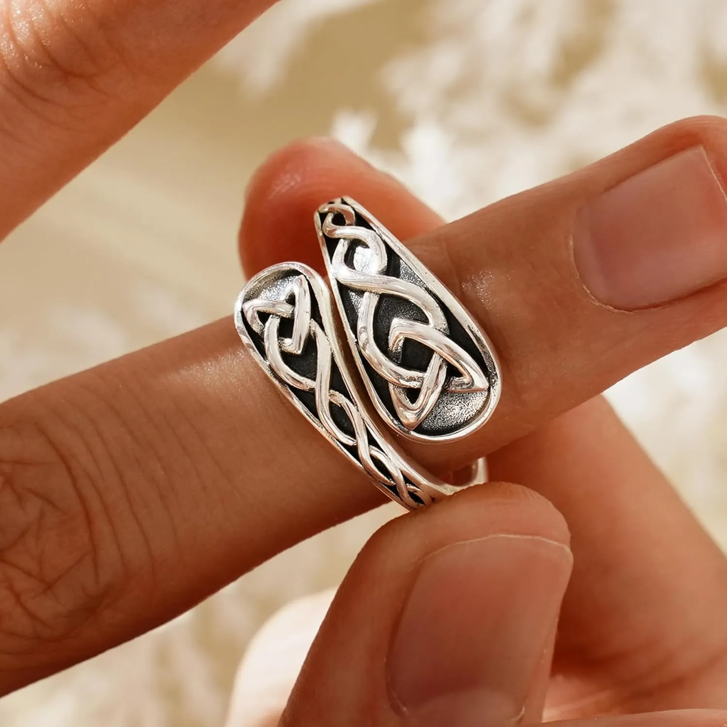 Spoon Rings for Women 925 Sterling Silver Sunflower Adjustable Thumb Spoon Rings Celtic Knot Promise Engagement Statement Boho Vintage Finger Open Antique Rings Jewelry