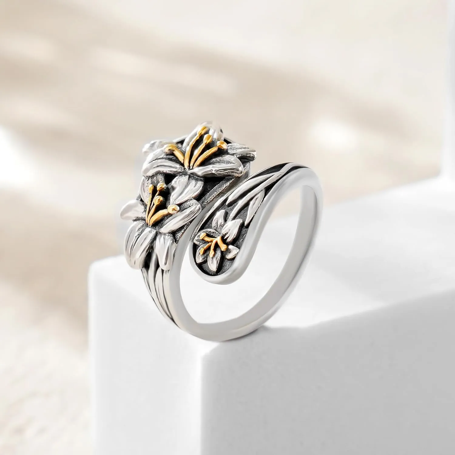 Spoon Rings for Women 925 Sterling Silver Sunflower Adjustable Thumb Spoon Rings Celtic Knot Promise Engagement Statement Boho Vintage Finger Open Antique Rings Jewelry