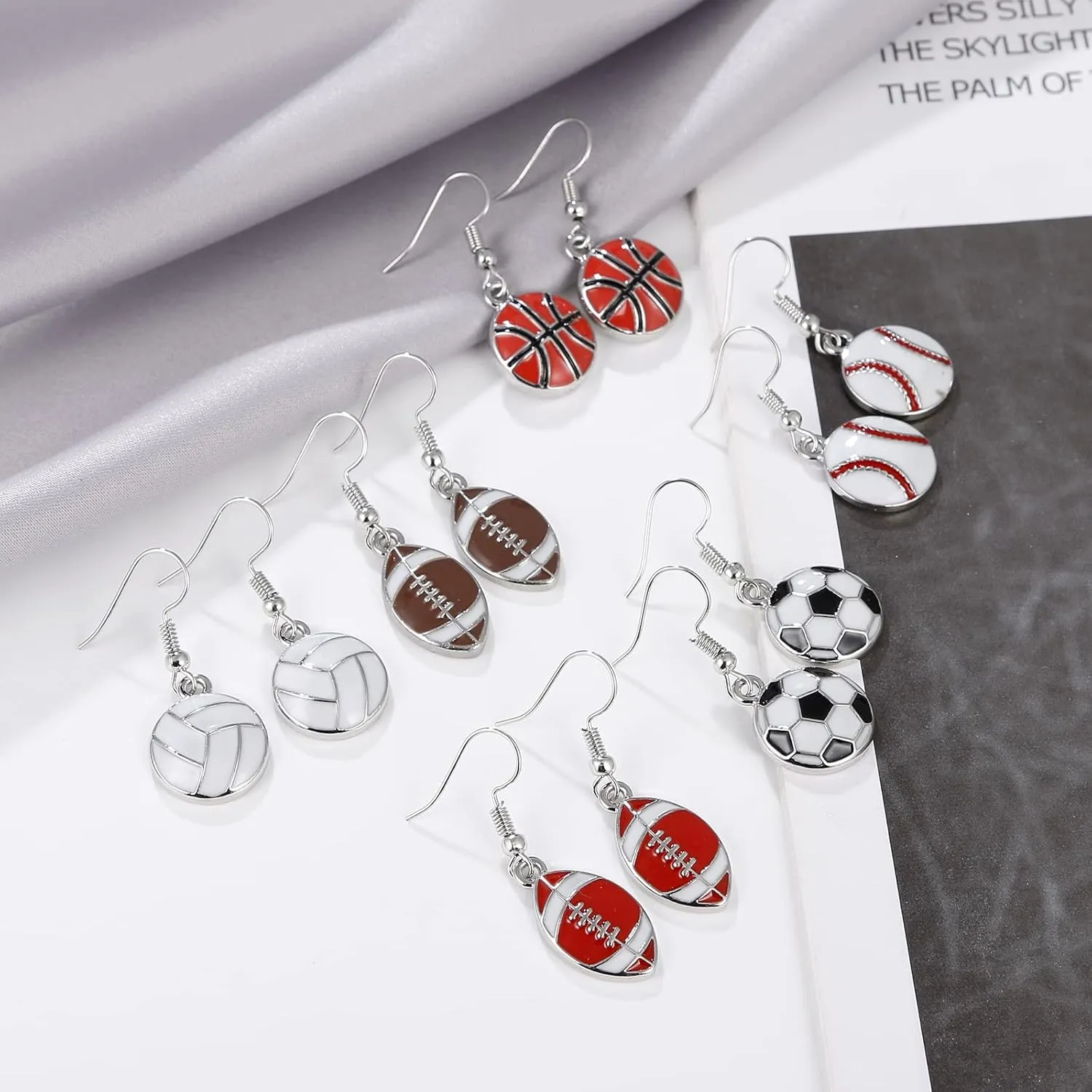 Sport Ball Dangle Earrings, Football, Basketball, Soccer, Volleyball, Baseball Earrings for Women Fans