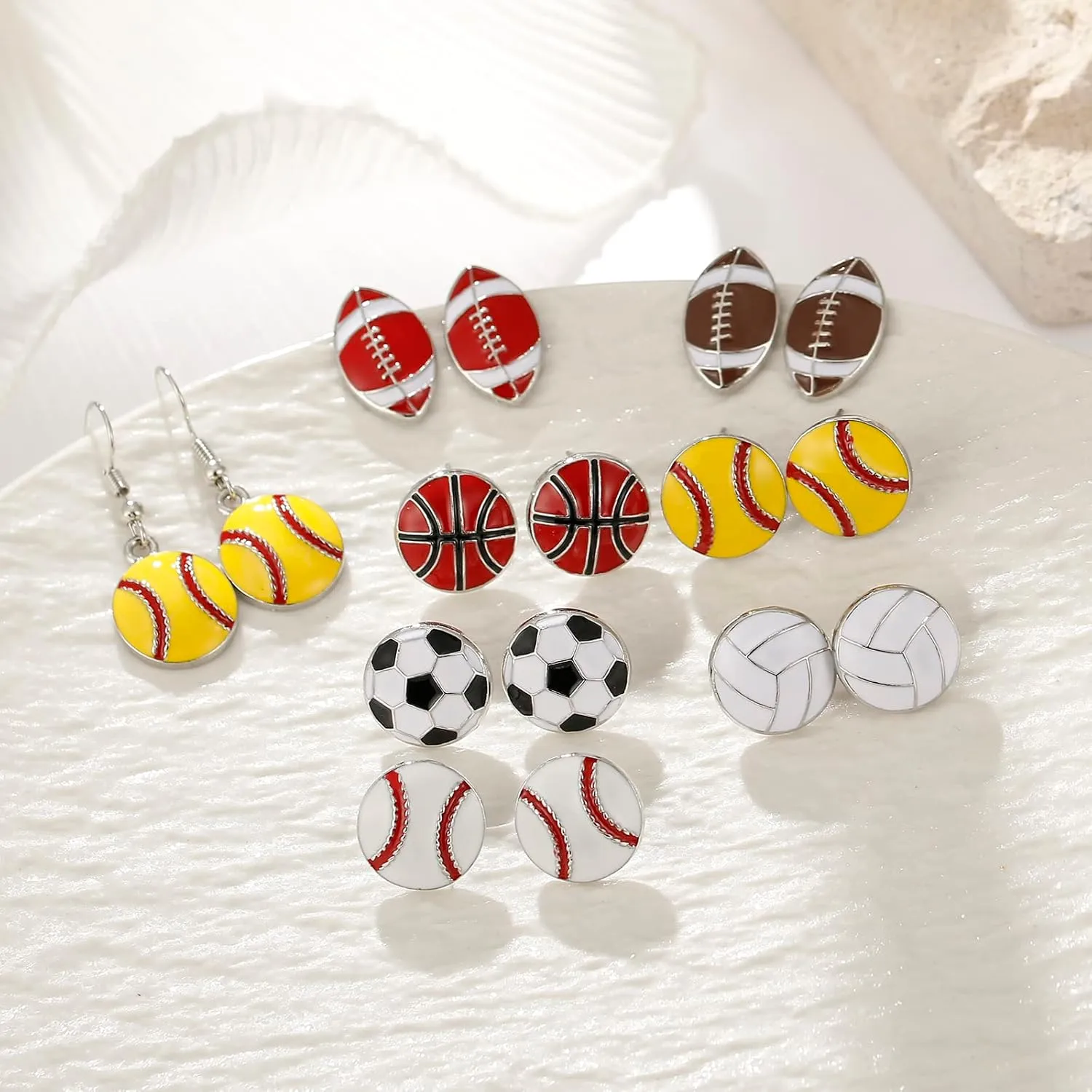 Sport Ball Dangle Earrings, Football, Basketball, Soccer, Volleyball, Baseball Earrings for Women Fans