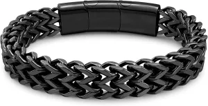 Stainless Steel Franco Chain Bracelets for Men - 6mm/8mm/10mm/12mm Width, 7.5"/8.3" Length, Black & 18K Metal, Durable and Adjustable Cuban Link Bracelet