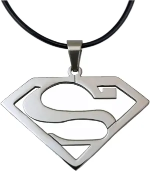Stainless Steel Superhero Superman Pendant Necklace (Metal)