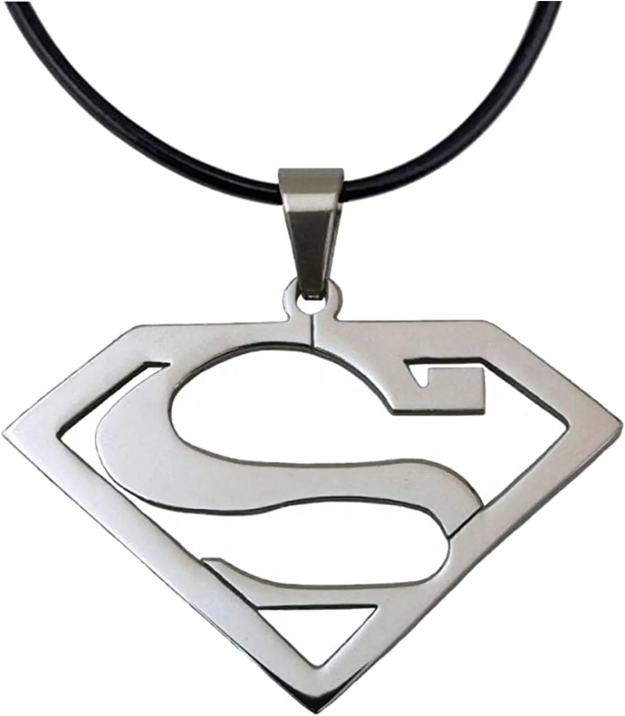 Stainless Steel Superhero Superman Pendant Necklace (Metal)