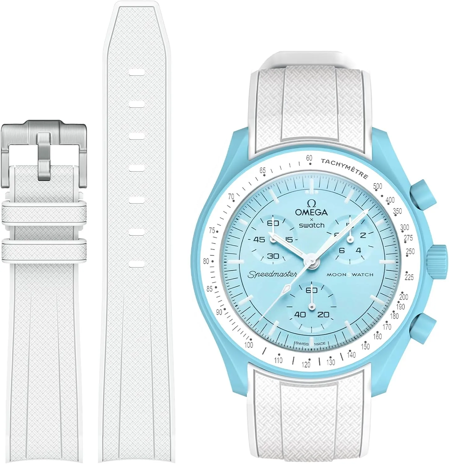 Stanchev - Omega, Swatch, Speedmaster 20mm Watch Band, No Gap, Soft Silicone, for Men and Women