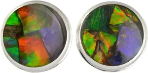 Starborn Sterling Silver Ammolite Post Earrings 12mm round