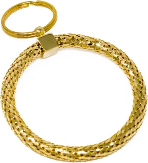 Stephanie Imports Vintage Gold and Silver Metal Mesh Jewelry Keychain (Gold Large Circle)