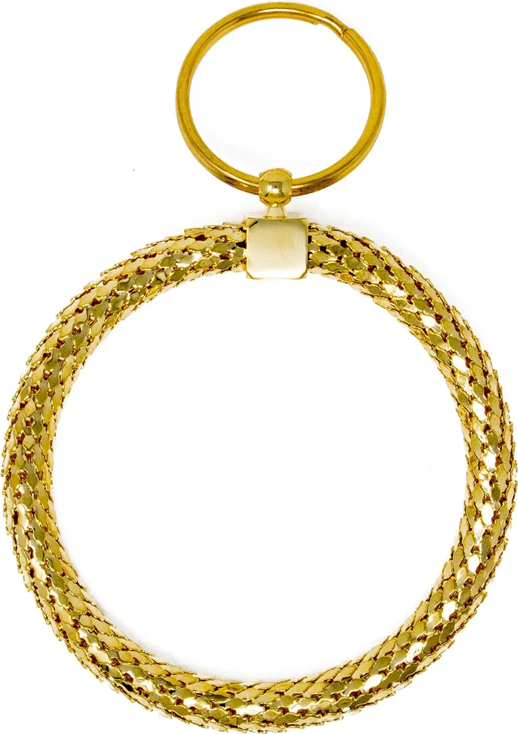 Stephanie Imports Vintage Gold and Silver Metal Mesh Jewelry Keychain (Gold Large Circle)