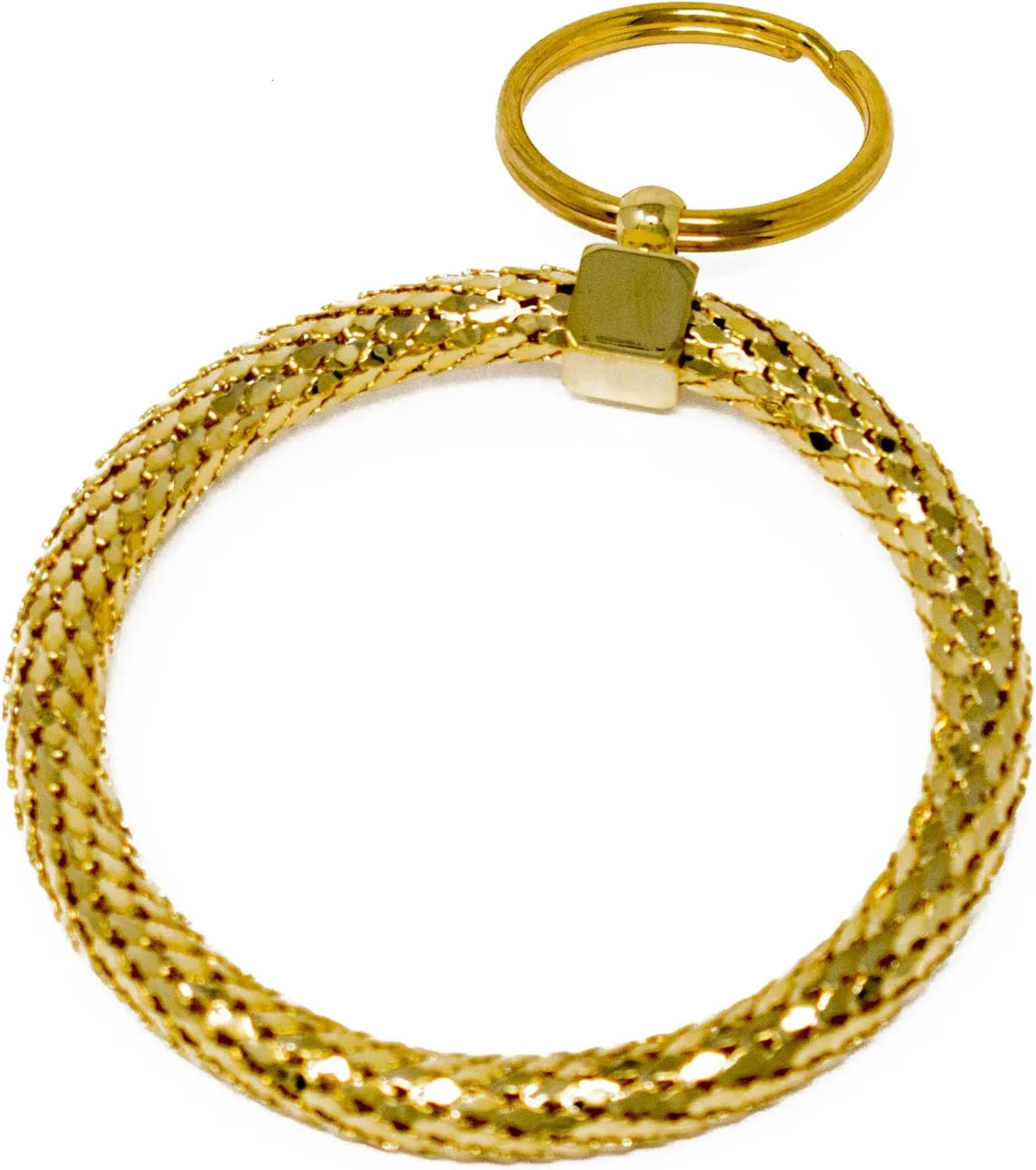 Stephanie Imports Vintage Gold and Silver Metal Mesh Jewelry Keychain (Gold Large Circle)
