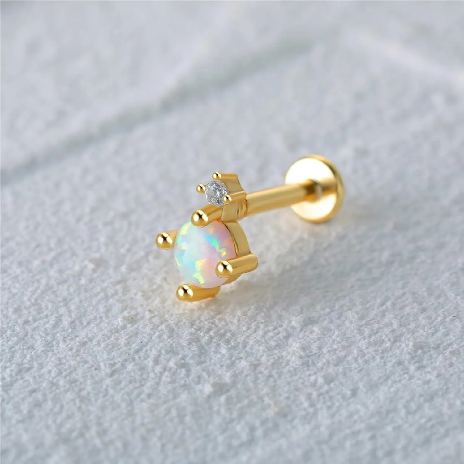 Sterling Silver Flat Back Stud Earrings 16G Cartilage Earring Internally Threaded Earrings Piercing Tragus Earrings for Women