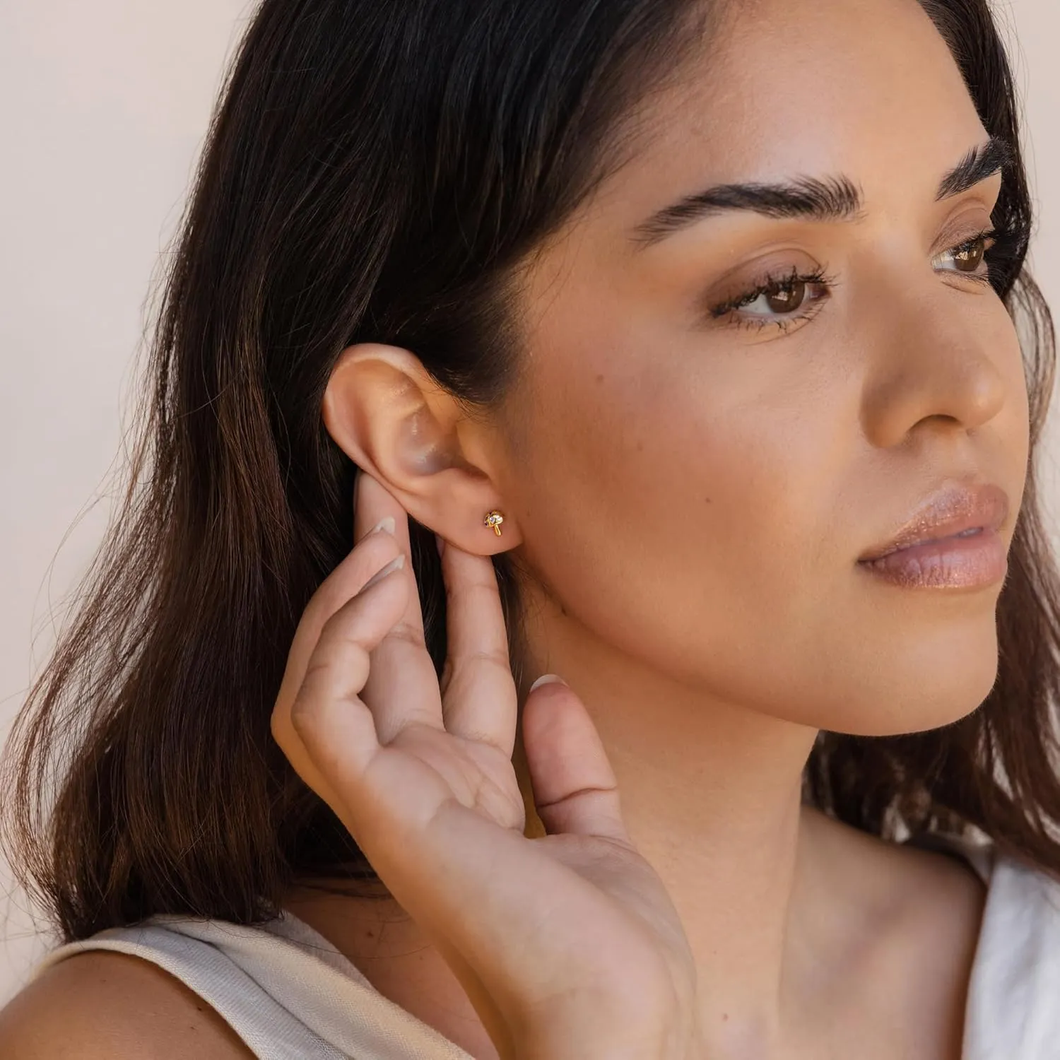 Sterling Silver Flat Back Stud Earrings Internally Threaded Labret Piercing Studs Flat Piercing Earrings Studs Nose Studs for Women