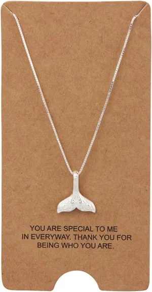 Sterling Silver Jewelry Mermaid Tail Fish Pendant Necklace 18" 2"