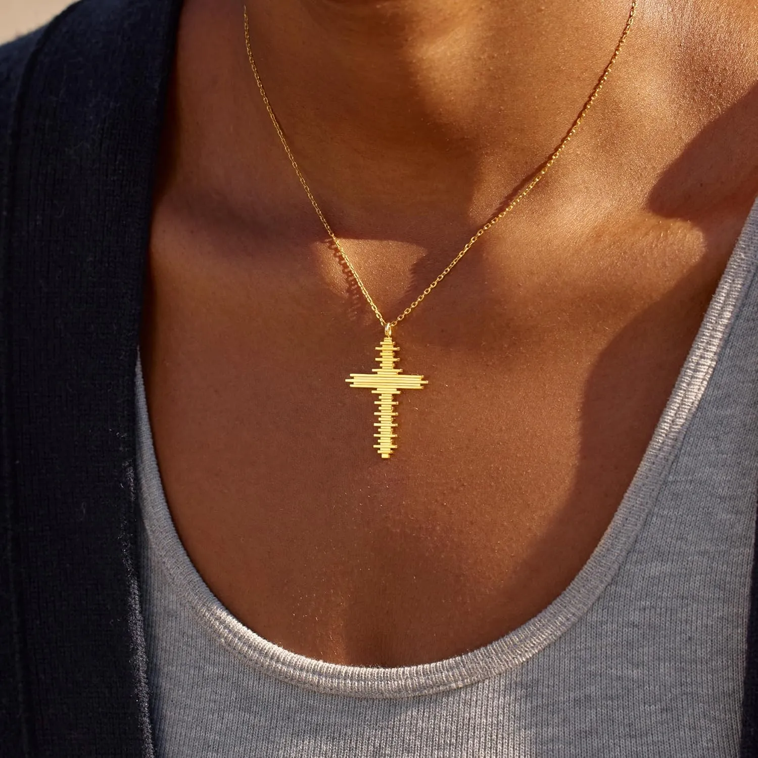 STORYJEWELLERY Cross Necklaces for Women, 18K Gold Plated Cross Pendant, Trendy Christian Jewelry, Confirmation Gifts for Women, Baptism Gifts