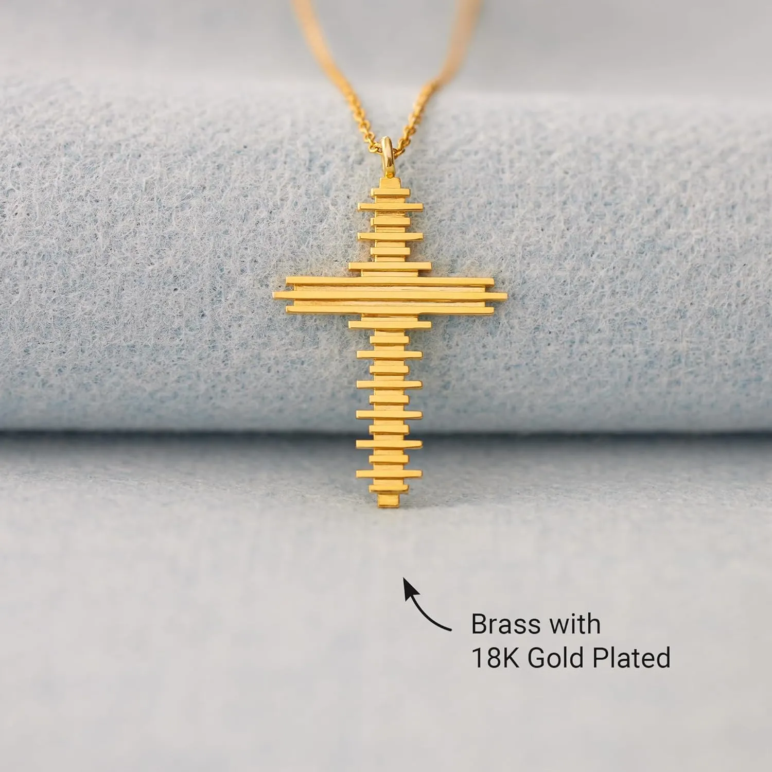 STORYJEWELLERY Cross Necklaces for Women, 18K Gold Plated Cross Pendant, Trendy Christian Jewelry, Confirmation Gifts for Women, Baptism Gifts
