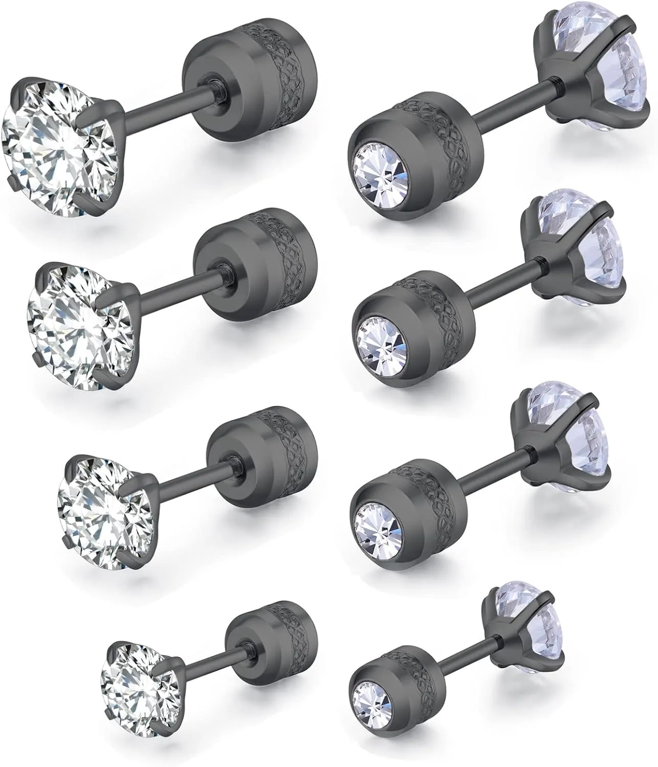 Stud Earrings Sets for Women Men Ball Cartilage Stud Earrings for Multiple Piercing Surgical Steel Cartilage Cubic Zircon Studs Hypoallergenic Lightweight Helix Flat Back Earrings Jewelry