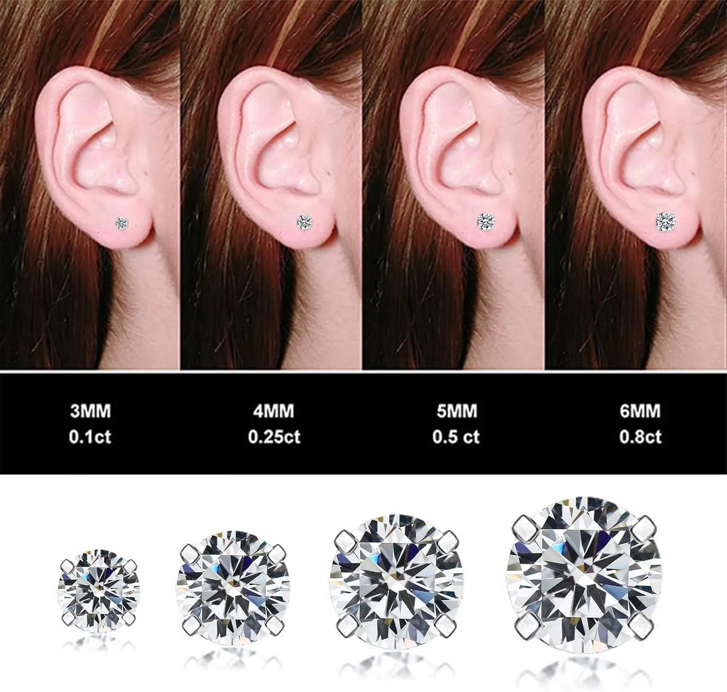 Stud Earrings Sets for Women Men Ball Cartilage Stud Earrings for Multiple Piercing Surgical Steel Cartilage Cubic Zircon Studs Hypoallergenic Lightweight Helix Flat Back Earrings Jewelry